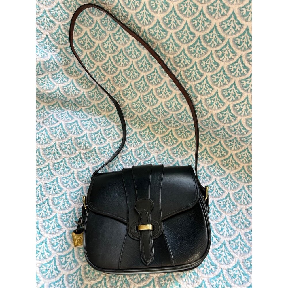 Dooney & Bourke Vintage Black Leather Equestrian Crossbody Bag